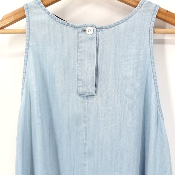 Rails Anya Dress Sleeveless Blue Tencel Trapeze A-Line Pockets Mini Swing SZ L - Picture 5 of 8